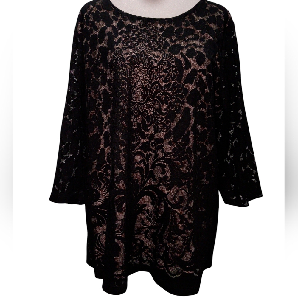 New CJ Banks Black Lace Blouse